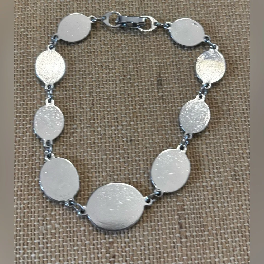 Silver Tone Yellow Opal Bracelet 7.5”